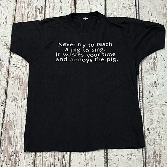 Vintage 1980s Funny Humor Pig 80s Screen Stars Single Stitch Tee Tshirt - Picture 1 of 4